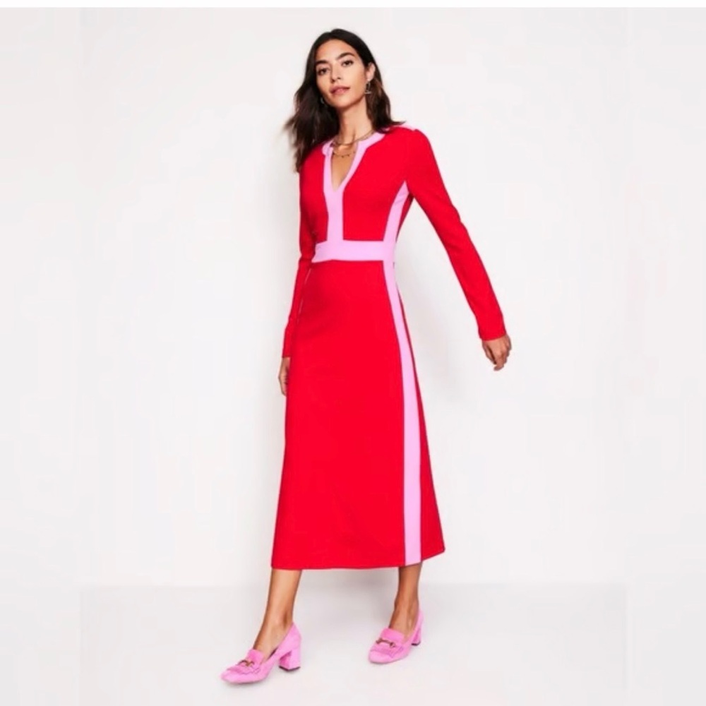 BODEN Red Catherine Ponte Knit midi dress